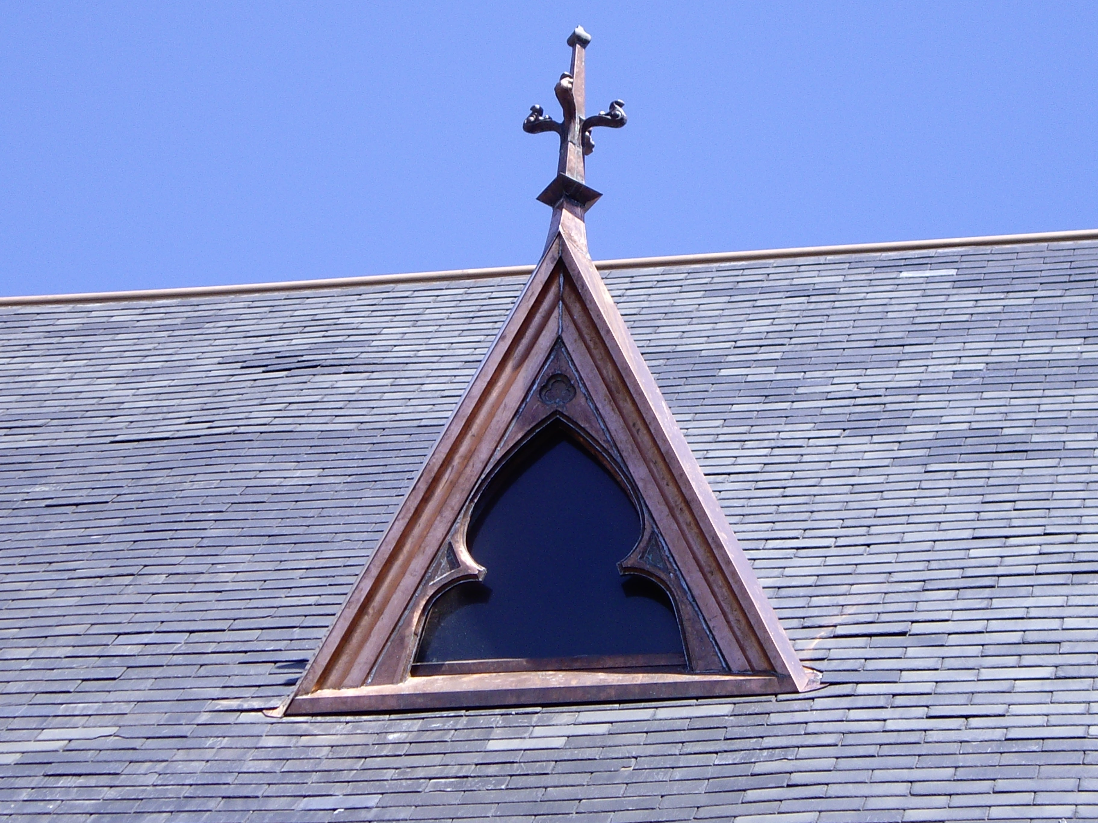 Installed copper dormer